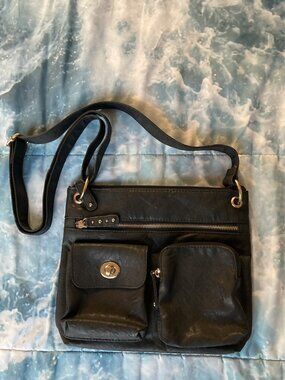 Black crossbody purse with leopard print lining (Fiorelli)